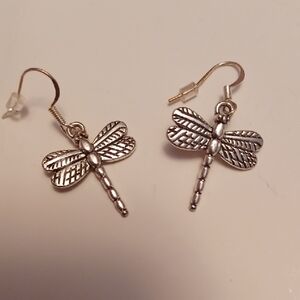Silver Dragonfly Drop Earrings - Women Jewelry/ 3 Pairs For 20.00